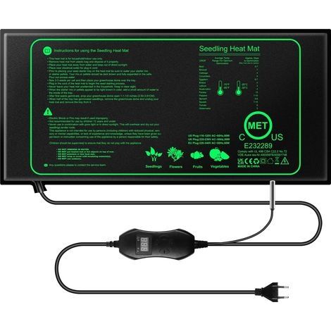 Tapis Chauffant pour Plantes, 7W Tapis Chauffant Plante avec Thermostat, 52×25cm Imperméable et Contrôleur Température Coussin Chauffant pour Semis, Germination des Graines, Reptile (1/5)