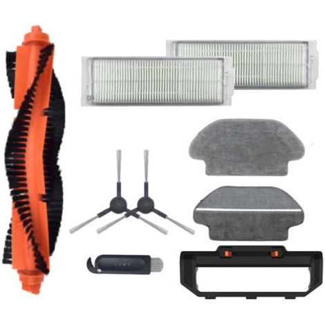 Kit d'accessoires pour robot aspirateur Dreame F9 / Xiaomi Mijia 1C Lot de 1 brosse principale, 2 filtres HEPA, 2 brosses latérales, 1 couvercle de brosse principale, 1 brosse de nettoyage (1/5)