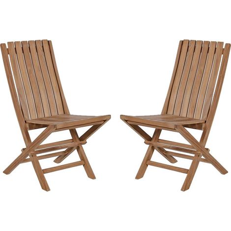 Lot de 2 chaises pliantes teck massif GARDEN modèle C - 48x65x90 cm - Kayu Meuble (1/5)