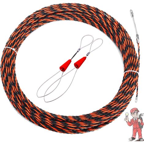 Aiguille Electricien Rigide , Aiguille Electricien , 50M , Tire-Fil Électrique de 5mm de Diamètre , Aiguille de Tirage Rétractable pour Câbles et Rallonges Électriques (1/5)