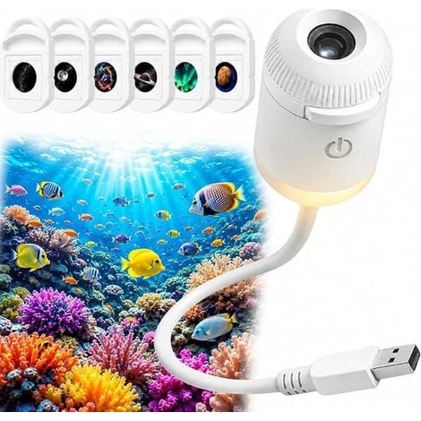 Veilleuse projecteur galaxie, projecteur d'étoiles holographiques 5D 2 en 1, lampe projecteur de plafond dynamique intelligente HD avec 6 films inclus (1/5)