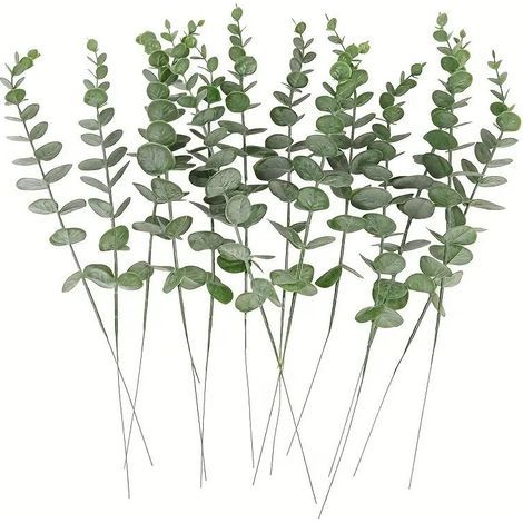 20 Pcs Branches D'eucalyptus Artificielle Faux Eucalyptus Tiges D'eucalyptus Artificielles Simulation Feuilles D'eucalyptus Plante Artificielle pour Mariage Maison Cuisine Décoration, Gris Vert (1/5)