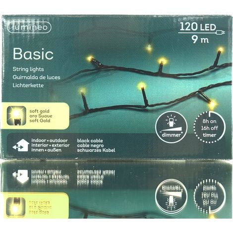 Lumineo LED Lichterkette Basic schwarz 9 Meter 120 Lichter - softgold (1/5)