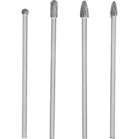 Satz mit 4 HRC70 Hartmetall-Rotationsfräsern zum Schneiden und Schnitzen, 1/4 Zoll Schaft.