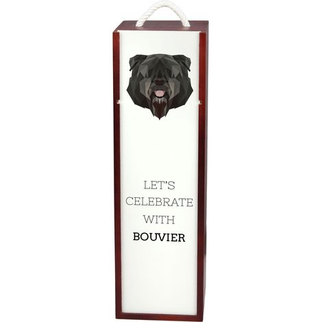 Bouvier des Flandres: una caja de vino geométrica con una foto e inscripción de Art-Dog. (1/5)