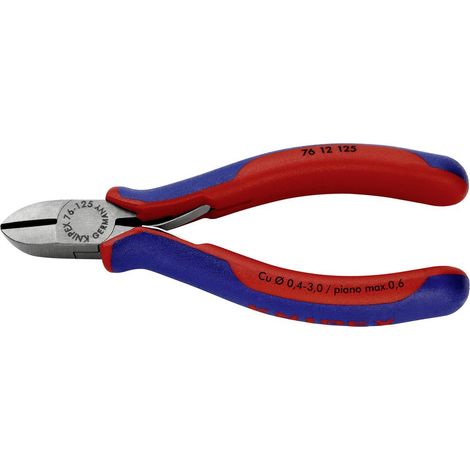 KNIPEX 76 12 125 Tronchese laterale per elettromeccanica con manici multicomponente atramentata nera 125 mm