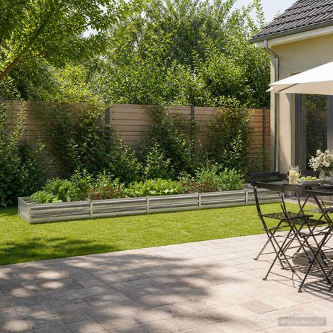 vidaXL Cama de Jardín Elevada Plateado 400 x 80 x 24 cm galvanizado (1/5)