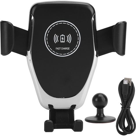 Support de téléphone voiture chargeur sans fil noir ABS argent rapide 360° rotation fiable sécurisé haute efficacité (1/5)