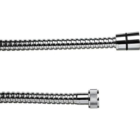 TATAY Tubo flessibile doppio per doccia, 2 m, fino a 50 kg di pressione, doppia aggraffatura, flessibile in ottone, acciaio inox tipo 301, filettatura universale G 1/2 pollici, cromato (1/2)