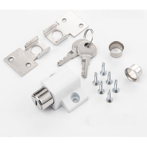 Lot de 2 verrous de porte coulissants professionnels pour porte de patio coulissante - Verrou de sécurité durable - Blanc - Parfait pour la sécurité de la maison (1/2)