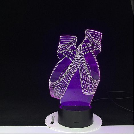 Lampe veilleuse 3D miniature style ballet, LED multicolore à changement de couleur, chaussons de ballet, lumière stéréo (1/2)