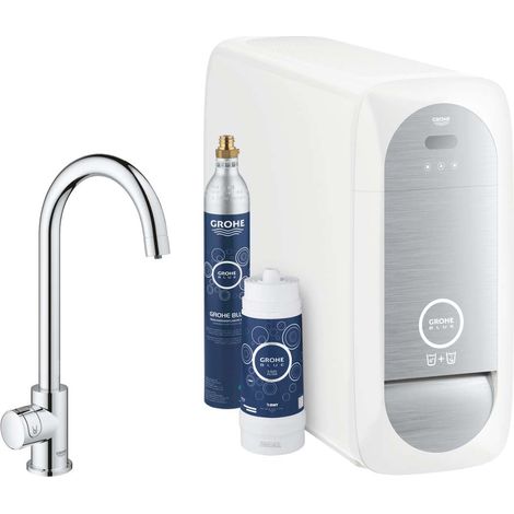 Robinet mural de cuisine Mono Connected avec unité réfrigérante et filtration – Bec rotatif 150° – Finition GROHE StarLight – 31498001 (1/7)