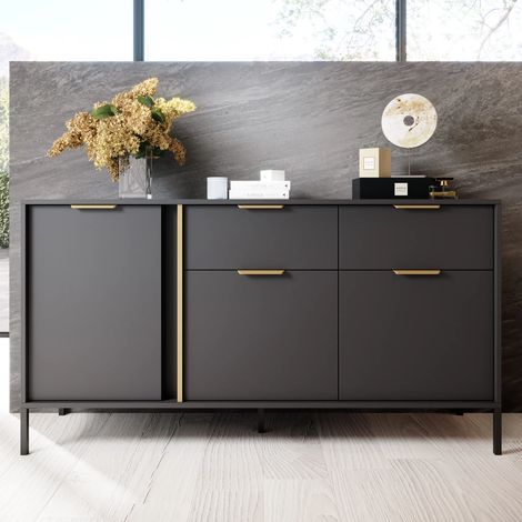 AX LIVING Modern Catanian 3T2S – Anthrazit Sideboard 153,1 cm Breite (1/5)