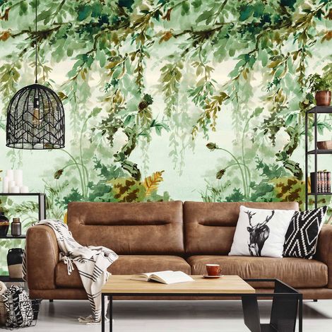 Papier peint effet aquarelle jungle 159x280cm (1/4)