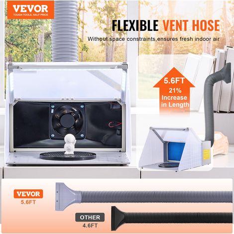 Cabine de Peinture Aérographe 48x42x34 cm, Cabine de Pulvérisation Portable avec Lumières LED, Ventilateur d'Extraction et Tuyau d'… (1/5)