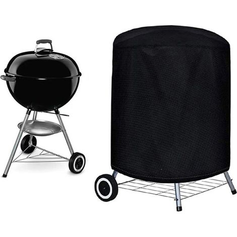 Grillabdeckung (77 x 58 cm), runde Grillschutzplane, staubdicht, UV-beständig, regendicht (Schwarz) (1/5)