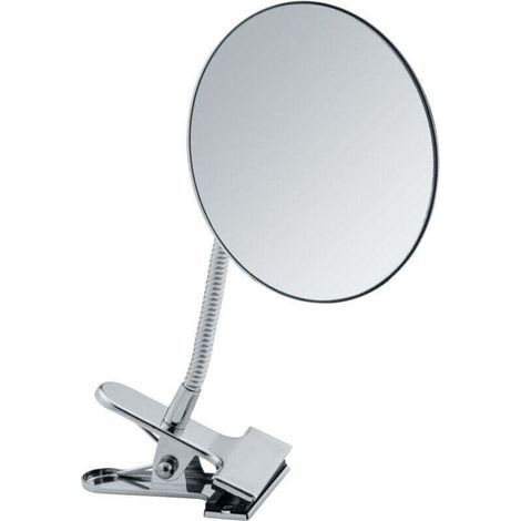 Miroir cosmétique grossissant 5x argenté 15 cm avec pince flexible - Miroir de maquillage et de voyage (1/5)