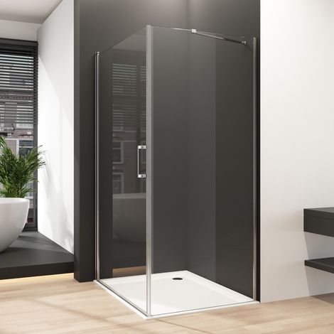Duschkabine 80x90 cm Schwingtür mit Seitenwand, Duschkabine 90x80 cm Eckeinstieg Pendeltür Dusche Duschabtrennung mit 6mm ESG Sicherheitsglas Glas Duschwand Höhe: 195cm