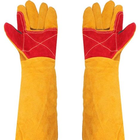 Gants de Soudage Épais avec Manches Extra Longues 61 cm - Résistants à la Chaleur - Pour Travail de Cheminée et Jardinage Coupe (1/5)