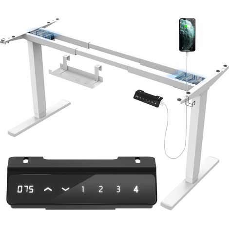 Cadre de bureau électrique réglable en hauteur 72-120 cm, double moteur, blanc (1/5)