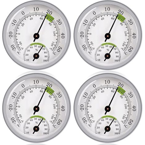 4pcs Hygromètre Thermomètre, Thermomètre Hygromètre, Thermomètre D'intérieur Et D'extérieur Station Météo Analogique Thermomètre Analogique Capteur D'humidité Pour Intérieur Extérieur(58mm) (1/5)