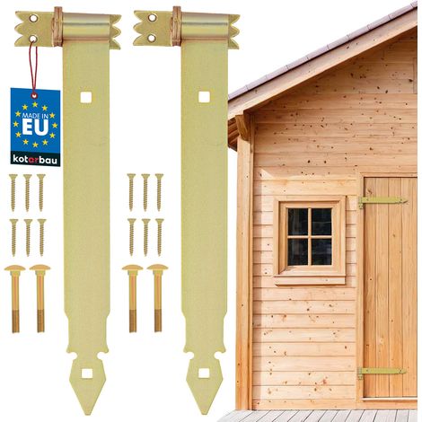 KOTARBAU® 2 pezzi Cerniera a fascia 400 mm Acciaio zincato oro Cerniera per porta da garage per persiane Cerniera per gazebo