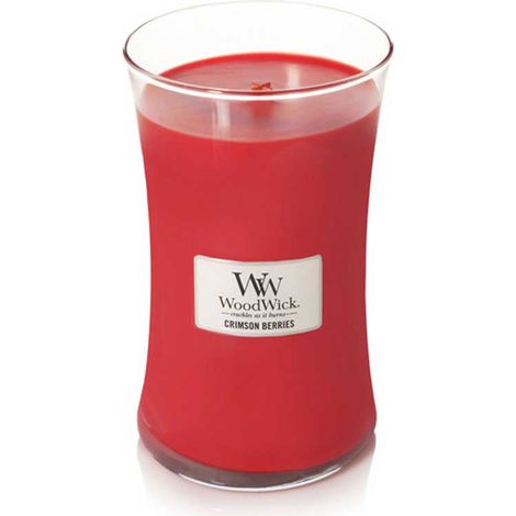 WOODWICK GRANDE BOUGIE PARFUMÉE EN JARRE AVEC MÈCHE QUI CRÉPITE, BAIES POURPRES, TEMPS DE COMBUSTION JUSQU'À 130 HEURES
