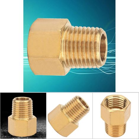 Adaptateur de raccord en laiton pour manomètre, filetage mâle 1/4" BSPT vers femelle 1/4" NPT (1/5)