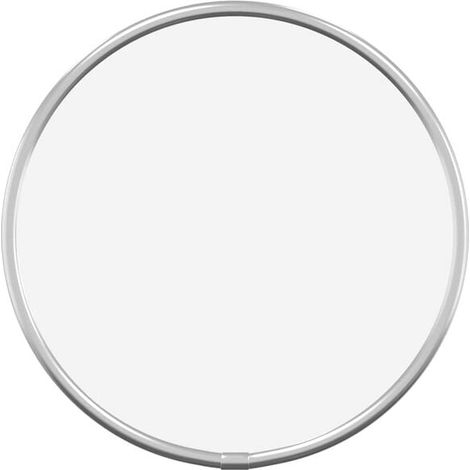 Miroir mural argenté, rond, 20 cm de diamètre.