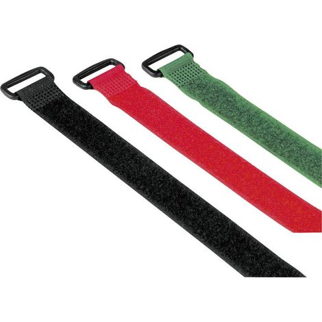 Hama Klett-Kabelbinder mit Öse, wiederverwendbar, 20 x 250 mm, farbig, 9 Stück Fascette a strappo Nero, Verde, Rosso 9
