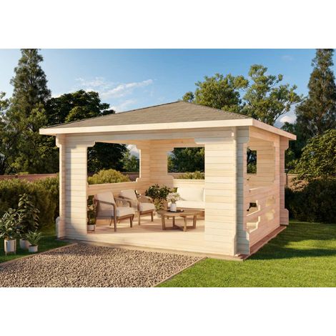 Pavillon de jardin Alpholz modèle Ibiza Naturel 440 x cm