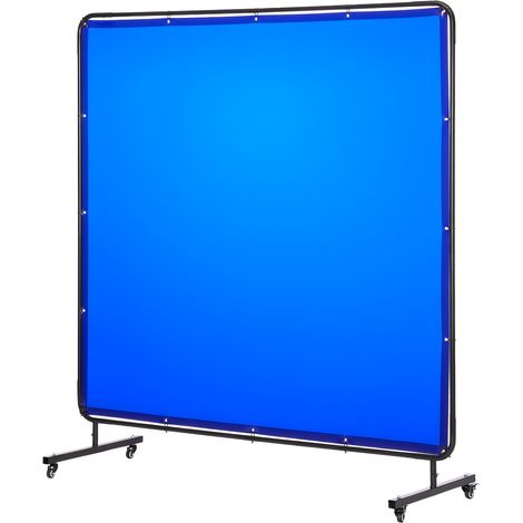 Écran de Soudage 1,74 x 1,74 m Rideau de Soudage avec Cadre Écran Protection Soudure Mobile Vinyle Ignifuge avec 4 Roulettes avec 2 Freins, Protection UV 6 Niveaux, pour Atelier, Industrie, Bleu (1/5)