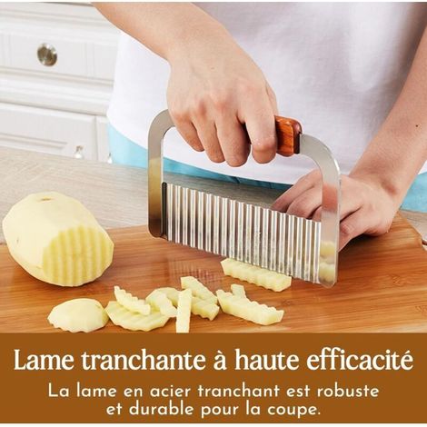 Stainless Steel Kitchen Chip Knife with Natural Wood Handle – 18 x 11.5 cm for Potatoes and Vegetables