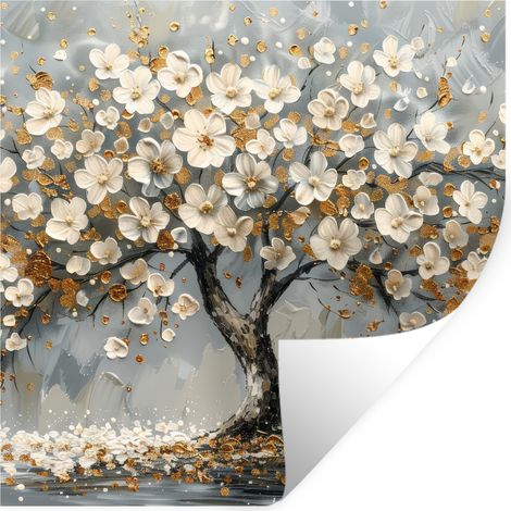 STICKER MURAL Arbre - Fleurs - Blanc - Nature - Art 50x50 cm (1/5)