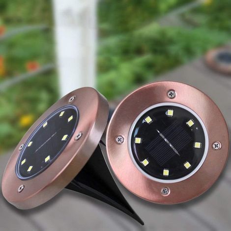8 Pack Lumière souterraine extérieure Solaire en Bronze imperméable 8LED lumières souterraines solaires Lampe de pelouse de Jardin de Cour de Paysage,3000K (1/5)