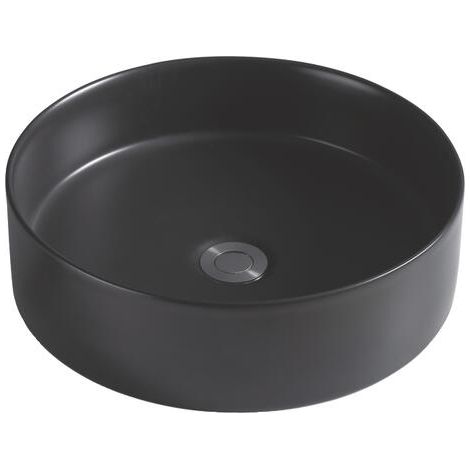 ONDEE - Lavabo redondo para colocar BLAKA - Negro - 39,5cm -ceramica - sin rebosadero