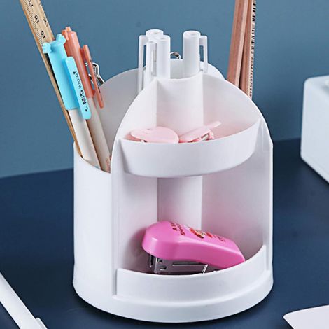 1 Porte-crayons rotatif, 4 compartiments, plastique écologique, bureau maison (1/5)