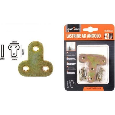 Kaela - Set 4pz Lastrina Lastrine Ad Angolo Forma T 60x20x2 Mm Con Viti Per Mobili 91224 - (1/2)