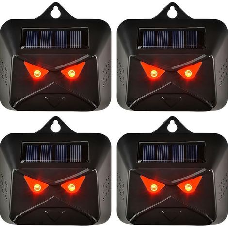 Répulsif solaire pour animaux, lot de 4 répulsifs solaires pour animaux de nuit avec lumière LED rouge, dispositifs de dissuasion pour mouffettes, répulsifs pour cerfs, renards, mouffettes (1/5)