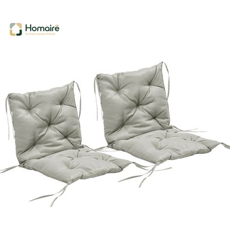 HOMAIRE 2e set de coussins de siège 98x50cm, 8cm épais, couleur gris clair avec liens de fixation (1/5)