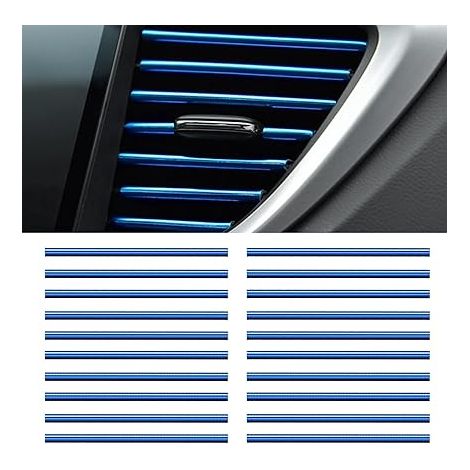 SHINING HOUSE 20 Pièces Bandes Décoration de Sortie d’Air de Voiture，Bandes Décoratives Voiture Accessoire Voiture Interieur Decoration pour Climatisation de Voitures Sortie d'Aération Grilles (Bleu)