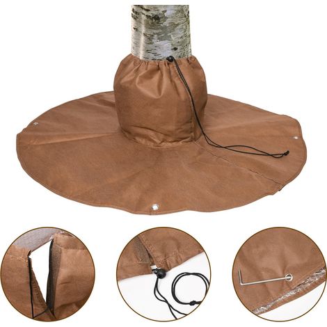 Housse antigel pour racines de plantes, housse de protection pour plantes d'extérieur, film à bulles, marron, 30 x 30 x 100 cm, 4 clous de sol (1/5)