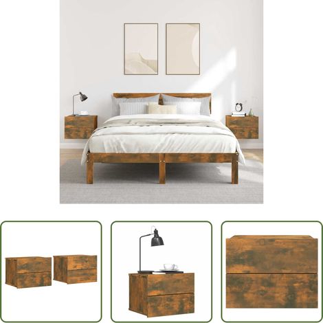 Holzwerkstoff - Nachttische 2 Stk. Räuchereiche 40x30x30 cm Holzwerkstoff (1/5)