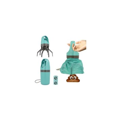 Ramassage des déjections canines sans contact et portable, adapté aux chiens de petite, moyenne et grande taille, livré avec un rouleau de sacs poubelle et une poubelle étanche.