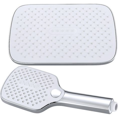 Pommeau de douche, pommeau de douche avec bouton, douchette d'arrêt, 3 jets au choix (1/3)