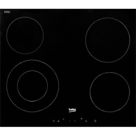 Beko Plaque de cuisson vitrocéramique avec 4 feux + double zone, 6800 W fonction d'arrêt automatique 58x81cm, Noir (HIC64401) (1/3)