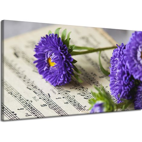 Stampa su tela "Musica Fiore sullo spartito" 120x70