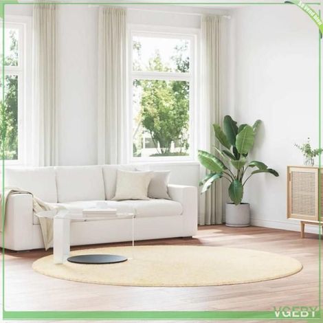 Tapis shaggy à poils longs - FAFEISY - NAVARRA - crème - 240x240 cm - polyester antidérapant (1/5)