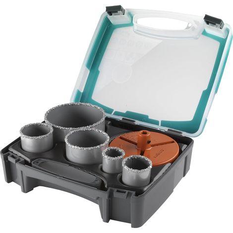 wolfcraft - Set di seghe a tazza con riporto in metallo duro - Diametro 33, 43, 53, 68. 103 - Profondità di taglio 55 mm. Punta di centraggio - cod. 5424000 (1/5)