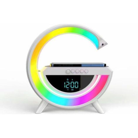 Réveil haut-parleur intelligent BT avec chargement sans fil, lampe d'ambiance avec 6 modes d'éclairage pour chambre à coucher, bureau à domicile (1/4)
